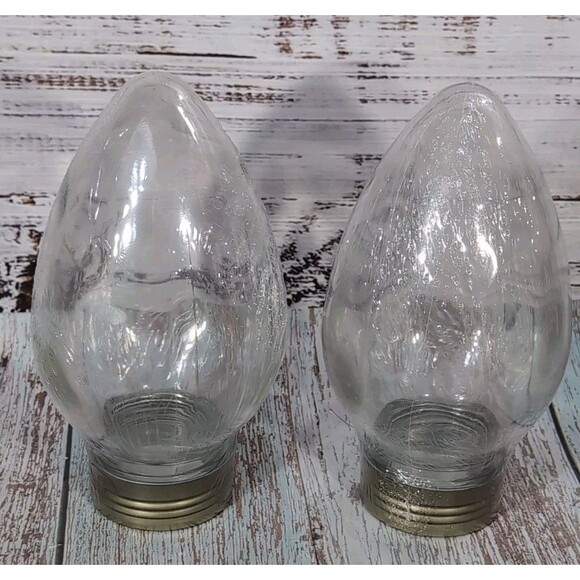 Light Bulb Glass Canister Jar Set of 2 DIY Fill Your Own Gift 8.5" x5" - Picture 7 of 8